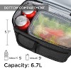 Dual Compartment Insulated Lunch Bag for Mens Womens, Large Leakproof Lunch Box Thermal Lunch Totes with Shoulder Strap - Tirrinia - image 3 of 4