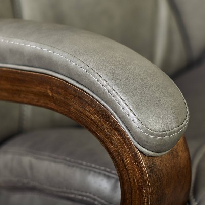 Gray Bonded Leather Executive Swivel Office Chair with Fixed Arms