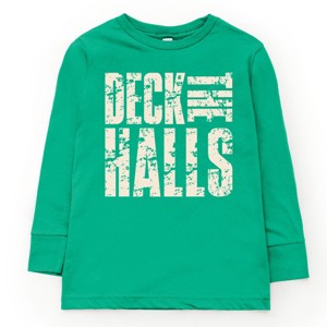 Deck the Halls Block Distressed - Youth Long Sleeve Graphic T-Shirt - 1 of 3