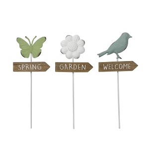 Transpac Set of 3 Metal Spring Icon Plant Picks Home Decor Decorative Objects for Spring - 1 of 1