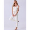 cheibear Women's Fluffy Fleece Thick Plush Sleeveless Cami Joggers 2 Piece Pajama Set - 2 of 4