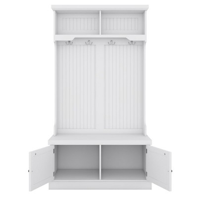 NicBex 35.5 inch Hall Tree for Hallway,Modern 4-in-1 Design Coat Racks with 4 Hooks,Entryway Furniture for Hallway,Living Room,Bedroom,White