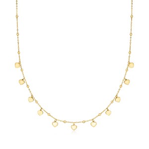 Ross-Simons Italian 18kt Yellow Gold Heart and Bead Station Necklace - 1 of 3