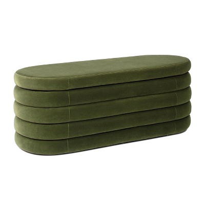 NicBex Modern 49" Storage Bench Oval Accent Stools with Boucle Fabric for Bedroom and Entryway