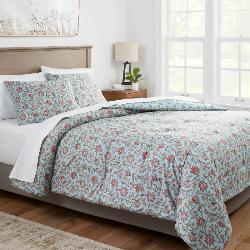 Floral Printed Comforter & Sham Set Light Teal Blue - Threshold™, 2 of 7