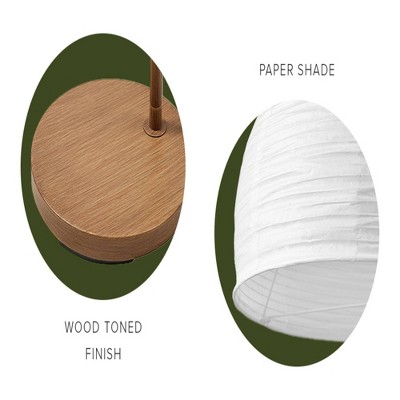 Globe Electric 70" Wood-Tone Finish Floor Lamp with White Paper Shade