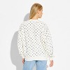 Women's Paris Fleece Graphic Pullover Sweatshirt - White Polka Dots - 3 of 3