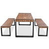 3 Pcs Dining Set, Dining Set with Benches and Table, Dining Set with Acacia Top and Steel Frame, All Weather Use Dining Set-Coolbibila - 3 of 4