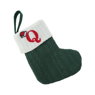 Unique Bargains Christmas Stockings Knitted Fabric Green 7.87"x5.91" 1 Pcs