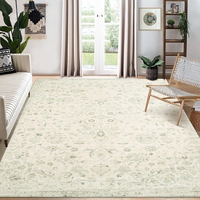 Vintage Medallion Area Rug Washable Rug Non-Slip Foldable Throw Carpet Oriental Floral Print Floor Cover