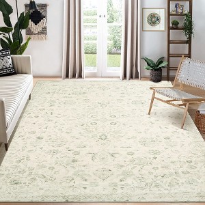 Vintage Medallion Area Rug Washable Rug Non-Slip Foldable Throw Carpet Oriental Floral Print Floor Cover - 1 of 4