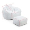 Angel Sar Giant Shell-Shaped Bean Bag Chair with Footstool, Oversized Floor Sofa for Adults & Kids, Pre-Filled Lounger for Living Room, White - 3 of 4