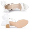Allegra K Women's Mesh Bow Ankle Strap Open Toe Chunky Heel Sandals - 4 of 4