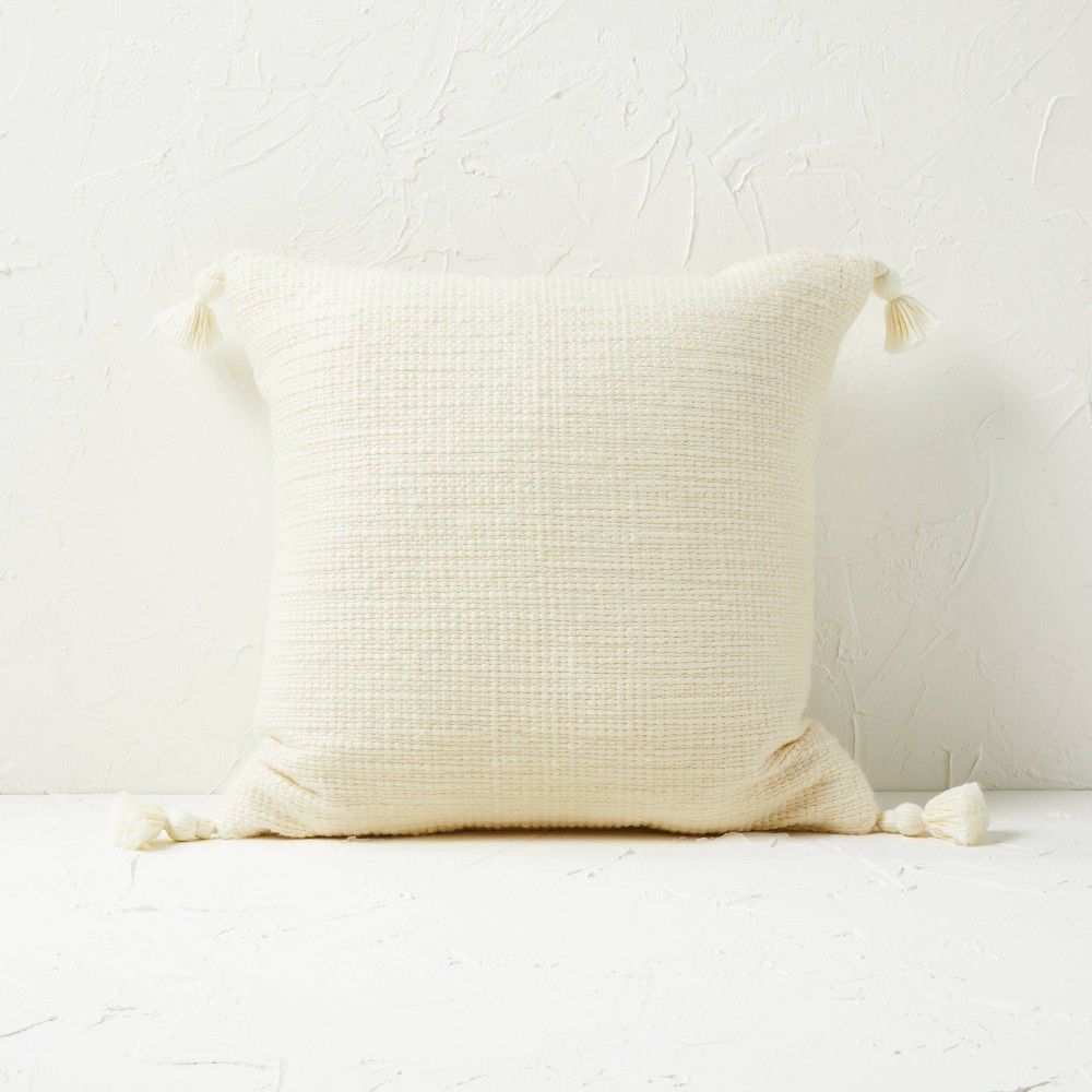 Textured Solid Square Throw Pillow Cream - Opalhouse designed with Jungalow