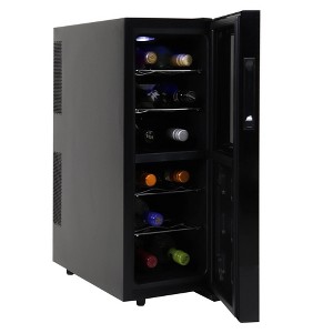 Koolatron Wine Cooler Refrigerator 12 Bottle Countertop Compact Wine Cellar, Small Freestanding: Slim Beverage Fridge - 1 of 4