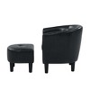 2-Piece Faux Leather Barrel Chair and Ottoman Set, Modern Design with Curved Back, Sturdy Frame and Sleek Black Legs for Stylish Comfort - 3 of 4