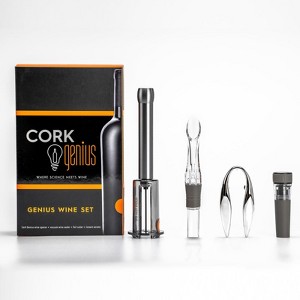 Cork Genius Wine Opener Set 4 Piece Set Wine Accessories Air Pump Bottle Opener,Bottle-Top Aerator,Wine Foil Cutter Vacuum Seal Wine Stopper - 1 of 4