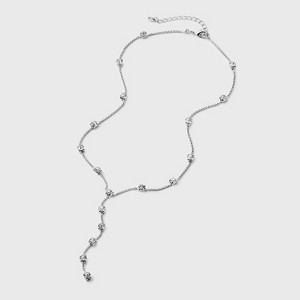 Stone Y-Necklace - Silver: Lobster Claw Clasp, Zinc Alloy, 8" Length, 3-Piece Set - 1 of 4
