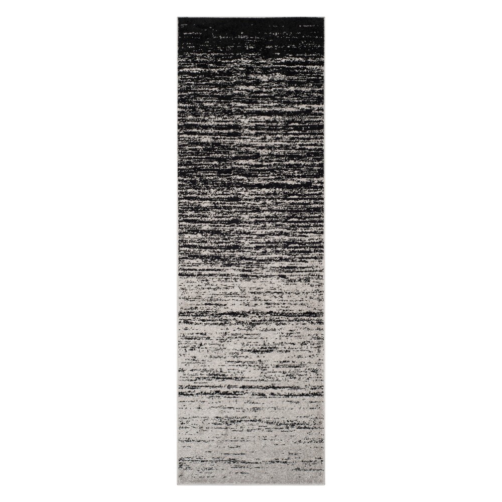 2'6inx14' Runner Ombre Design Silver/Black - Safavieh