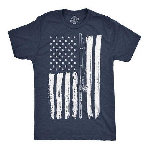 Мужские футболки Crazy Dog T-Shirts, Inc. Mens Funny T Shirts USA Flag Fishing Pole Awesome American Fish Tee For Men - Crazy Dog Men's T Shirt For Fourth Of July Navy L