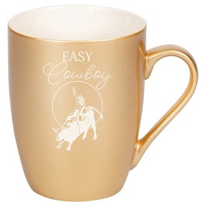 100 North Bull Rider 10 Ounce Vegas Gold Metallic Finish, Comfortably Fits Your Hands, New Bone China Coffee Tea Cup Mug, Easy Cowboy - 1 of 1