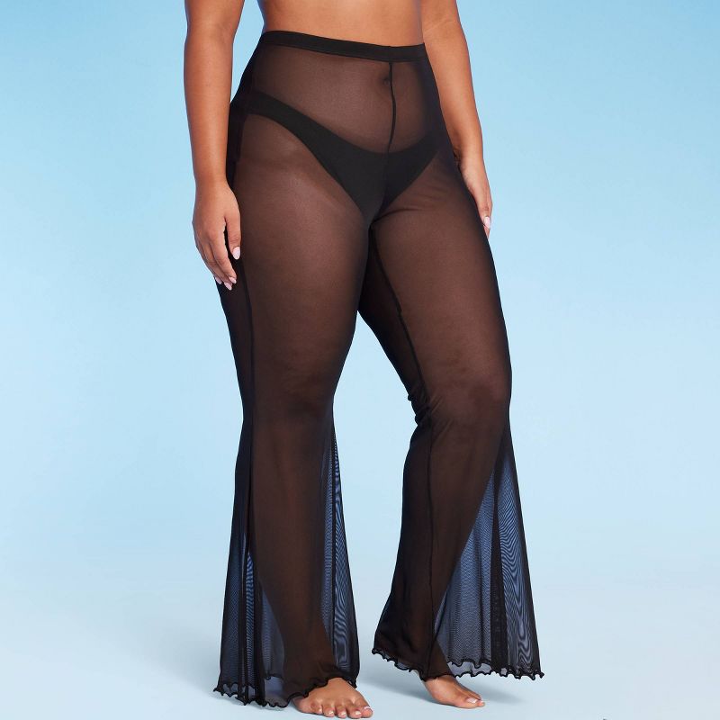 Women&#39;s Mesh High Waist Flare Cover Up Pants - Wild Fable&#8482;, 3 of 5