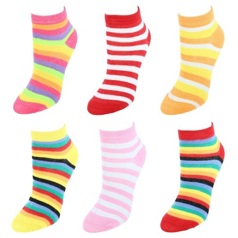 Assorted Multicolor Striped Fuzzy Toe Socks 6 Pack at