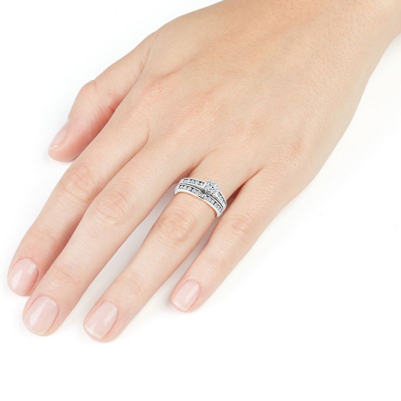 Pompeii3 1/2 Ct Diamond Engagement Wedding Ring Set 10k White Gold, 3 of 5