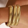 Gold Stretch Bangles for Women - Set of 3 Chunky 24K Gold Plated Stainless Steel Flexible Wide Stack Bracelets - 3 of 4