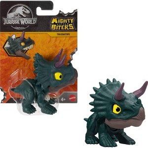 Jurassic World Mighty Little Biters Triceratops Dinosaur Toy with Bite Action, Eye Change, Collectible Figure - 1 of 4