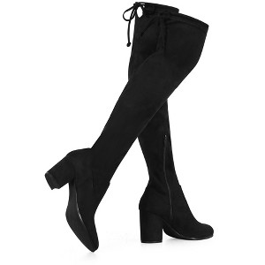 Perphy Round Toe Block Heel Over the Knee High Boots for Women - 1 of 4
