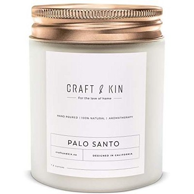 Craft & Kin Wood Wick, All-Natural Soy Aromatherapy Candle in Frosted Glass Jar 