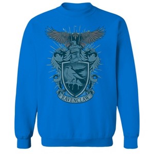 Harry Potter Men's Ravenclaw Mascot Emblem Long Sleeve Graphic Cotton Pullover Sweatshirt - Royal XXL - 1 of 3