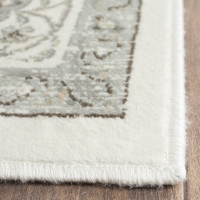 Elegant Ivory and Silver Persian Garden Wool-Blend Area Rug, 47" x 67"