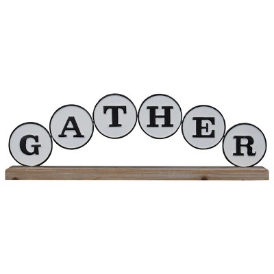 "Gather" Metal and Wood Decorative Table Top Sign - Foreside Home & Garden