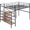 Streamdale Full Size Metal Loft Bed with Desk and Lateral Storage Ladder, Black - 4 of 4