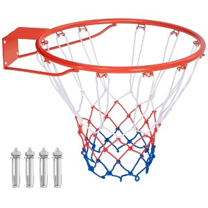 Costway 18" Basketball Rim Wall Door Mounted Basketball Hoop with All Weather Net Orange - 1 of 4