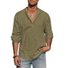 COOFANDY Men's Casual Beach Cotton Linen Henley T-Shirts Green M - 2 of 4