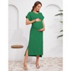 Women's Rib Knit Split Maternity Dresses Short Sleeve Pregnancy Tshirt Dresses Baby Shower Outfits - 2 of 4