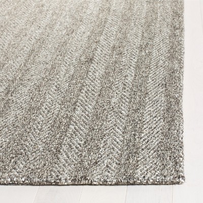 Gray and Ivory Hand-Knotted Wool Striped 4' x 6' Rug