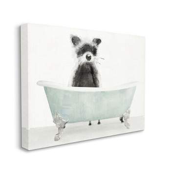 Stupell Industries Raccoon In A Tub Funny Animal Bathroom Drawing