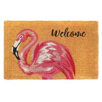 1'6" x 2'6" Handloom Woven Flamingo Welcome Coir Doormat Pink - Raj