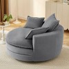 Corduroy Swivel Barrel Chair with Deep Dual-Layer Cushion,Swivel Round Chair with 3 Pillows,Swivel Accent Chair for Living Room or Office-Koiai - 3 of 4