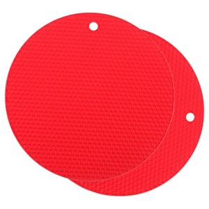 Unique Bargains Flexible Round Shaped Silicone Trivet Mats for Kitchen Table 2 Pcs - 1 of 4