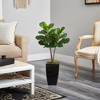 Nearly Natural 3-ft Fiddle Leaf Fig Artificial Tree in Black Metal Planter - 4 of 4