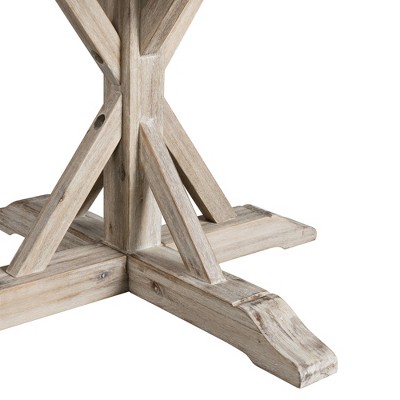 Beige Round Rustic Wood Dining Table with Pedestal Base