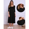 INSPIRE CHIC Women's Square Neck 3/4 Sleeves Waffle Knit Casual Midi Dress - 2 of 4