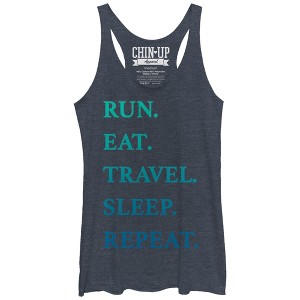 Women's CHIN UP Run Eat Travel Sleep Repeat Racerback Tank Top - 1 of 3