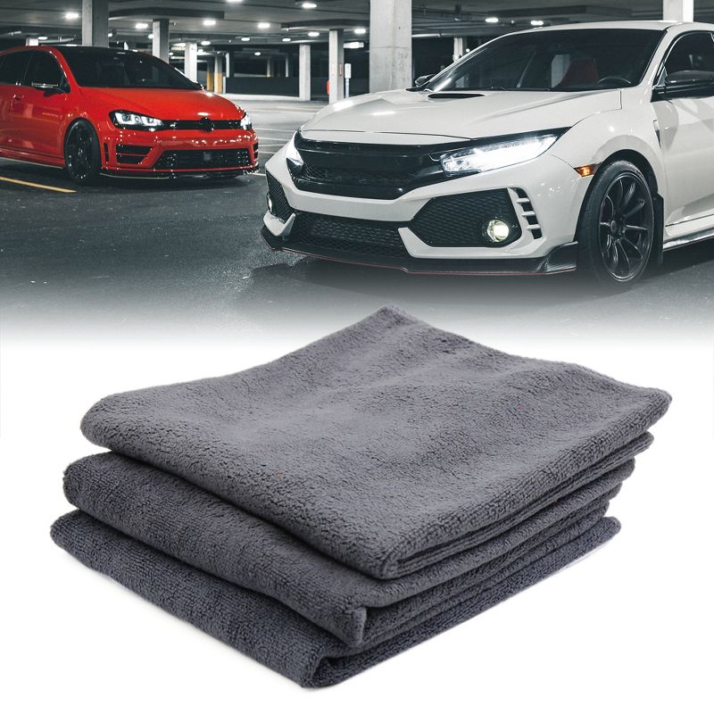 Unique Bargains 400GSM Microfiber Car Cleaning Towels Drying Washing Cloth Gray 15.7"x15.7" 3Pcs, 2 of 7