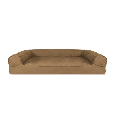 Large Warm Brown Quilted Orthopedic Sofa Dog Bed